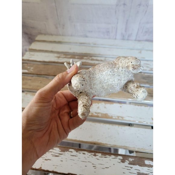 Glitter reindeer ornament shabby chic white deer X - Picture 6 of 6
